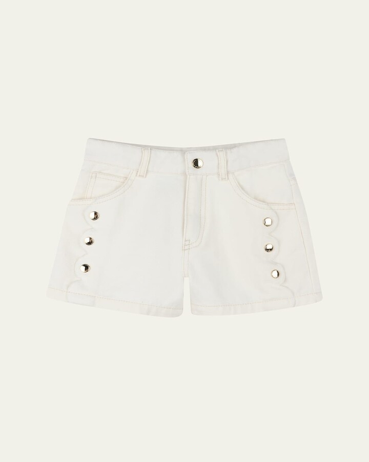 Girl's Denim Studded Shorts, Size 4-6