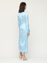 Thumbnail for your product : Ganni Draped Stretch Silk Satin Midi Dress