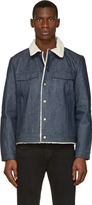 Thumbnail for your product : A.P.C. Blue Denim & Shearling Brandon Jacket