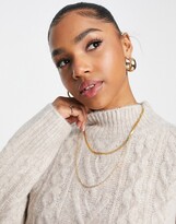 Thumbnail for your product : Miss Selfridge oatmeal cable knit 2 in 1 longline shirt