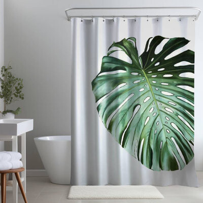East Urban Home Monstera Leaf Shower Curtain - Exotic Green Bedroom Decor