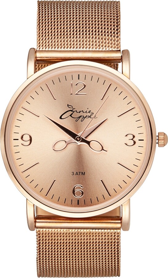 Bermuda Watch Company Annie Apple Alore Rose Gold Mesh Hairdresser Scissor Hands Watch