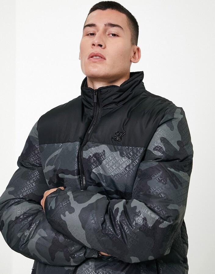 SikSilk printed bubble padded jacket in camo - ShopStyle