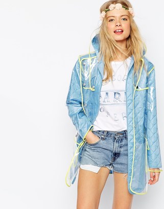 ASOS COLLECTION Rain Coat with Panel Detail and Detachable Quilt Lining