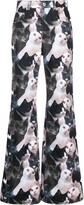 Cat-Print Flared Jeans 