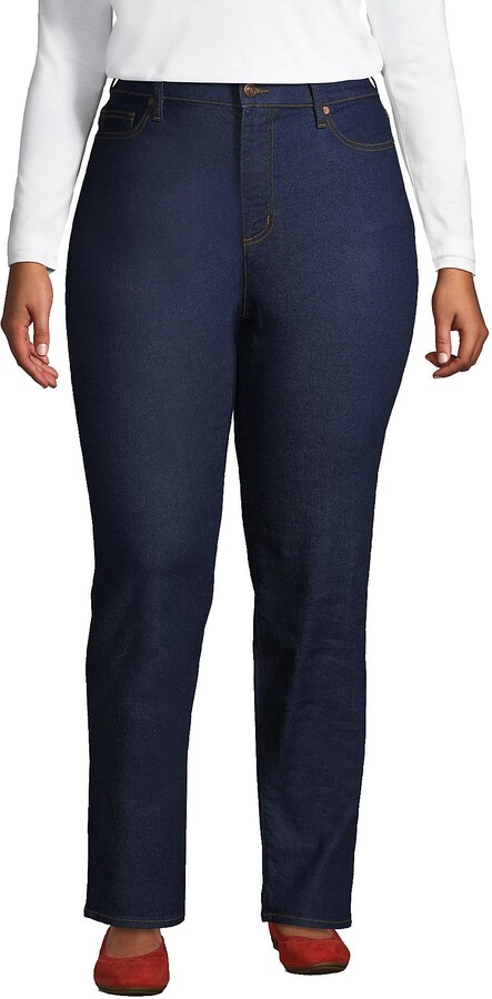 Lands' End Recover High Rise Straight Leg Blue Jeans