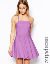 Thumbnail for your product : ASOS PETITE Exclusive Strappy Skater Dress with Gold Trim