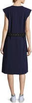 Thumbnail for your product : Public School Tamir V-Neck Belted Crepe Dress, Dark Blue