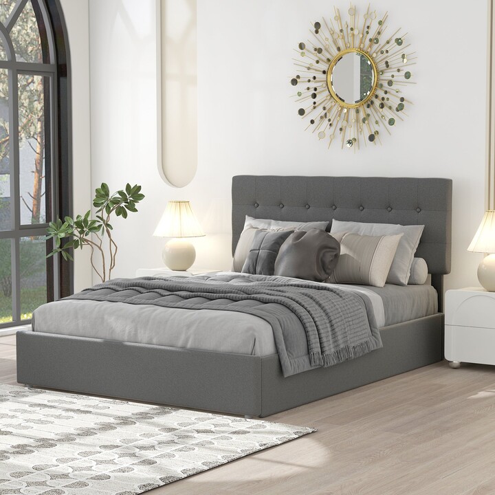 Calnod Lift Up Storage Bed Queen Size Upholstered Platform Bed with Tufted  Headboard and Storage Underneath, Heavy Duty Metal Bed Frame - ShopStyle