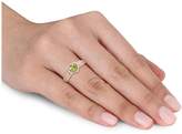 Thumbnail for your product : Concerto 10K Yellow Gold and Peridot Halo Heart Ring with 0.06 CT. T.W. Diamond