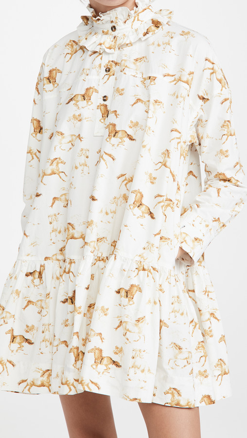 Ganni Printed Cotton Poplin Dress - ShopStyle
