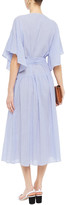 Thumbnail for your product : Vanessa Bruno Ruffled Striped Cotton Midi Wrap Dress