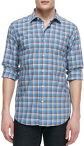 Thumbnail for your product : Neiman Marcus Plaid Poplin Button-Down Shirt, Blue