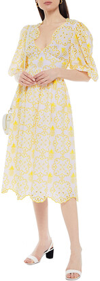 VIVETTA Broderie Anglaise Cotton-blend Midi Skirt