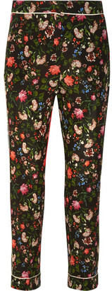 Erdem Giulia Floral-print Silk Crepe De Chine Slim-leg Pants - Black