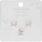 Thumbnail for your product : Monsoon Silver Plated Butterfly Earring & Ring Set