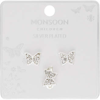 Monsoon Silver Plated Butterfly Earring & Ring Set