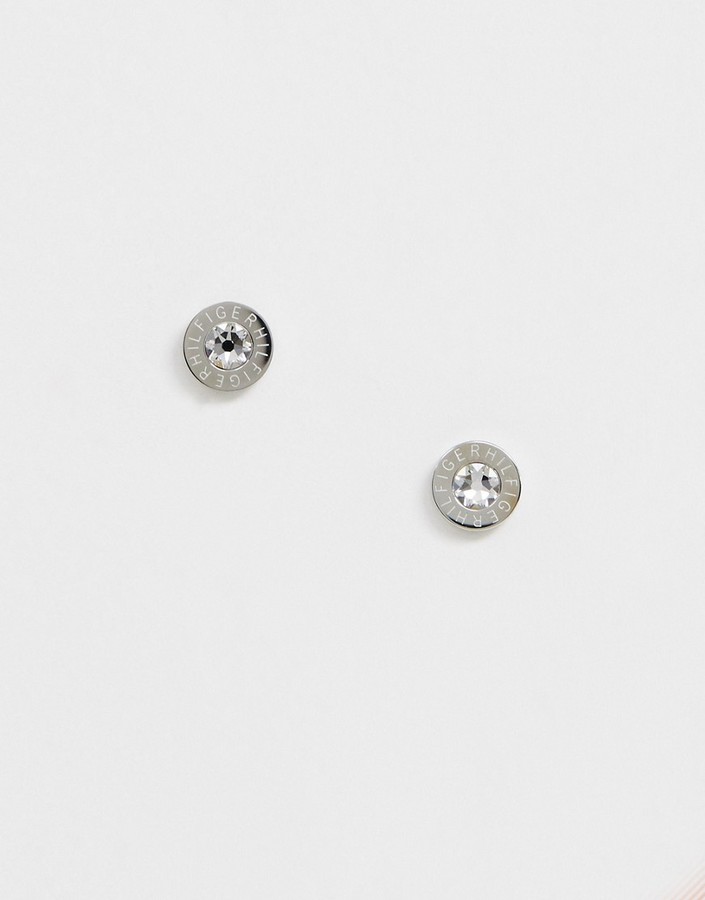 Tommy Hilfiger logo stud earrings in silver ShopStyle Jewelry