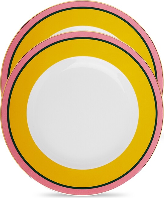 La DoubleJ Painted Trim Dinner Plates, Set of 2