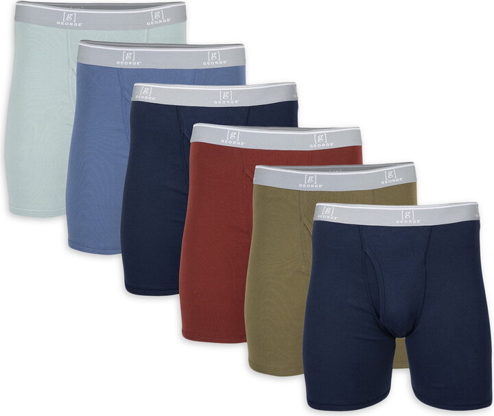 George Men's Regular Leg Boxer Briefs, 6-Pack