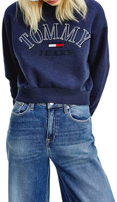 Tommy Jeans Crop College Logo Twilight Navy Sweatshirt