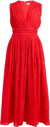 Gabriela Hearst Rotlein Crinkled-silk Midi Dress