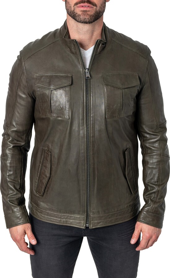 Mens Olive Leather Jackets