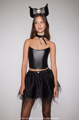 Beach Bunny Glitzy Girl Mesh Pearl Top & Skirt Set in Black - Size Xs