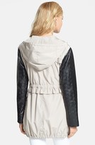 Thumbnail for your product : Betsey Johnson Hooded Anorak with Perforated Faux Leather Sleeves