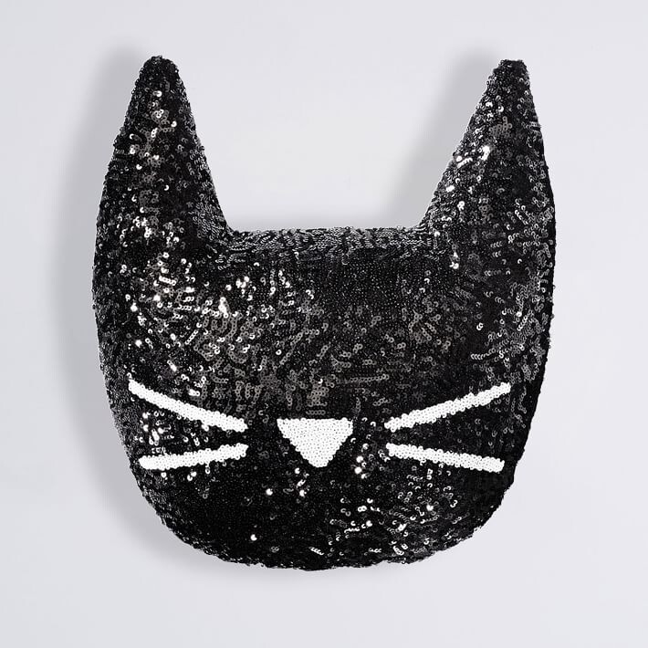 sequin cat pillow