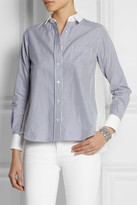 Thumbnail for your product : Sacai Luck striped cotton, silk-tulle and mesh shirt