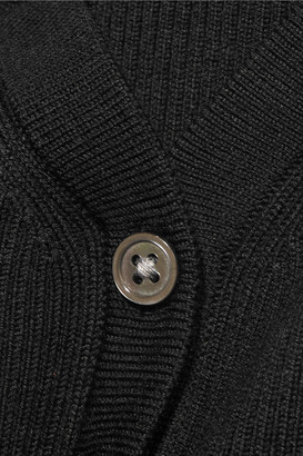 Michael Kors Collection - Ribbed Stretch Merino Wool-blend Bodysuit - Black