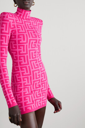 Balmain + Barbie Jacquard-knit Wool-blend Turtleneck Mini