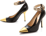 Thumbnail for your product : Moschino Logo Strap Cap Toe Pumps