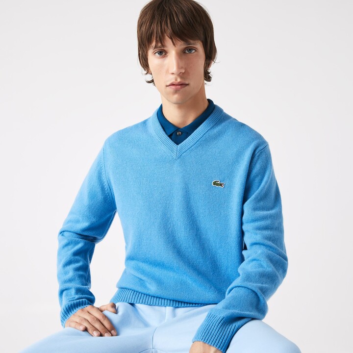 Lacoste Men's Blue V-Neck Sweaters | ShopStyle