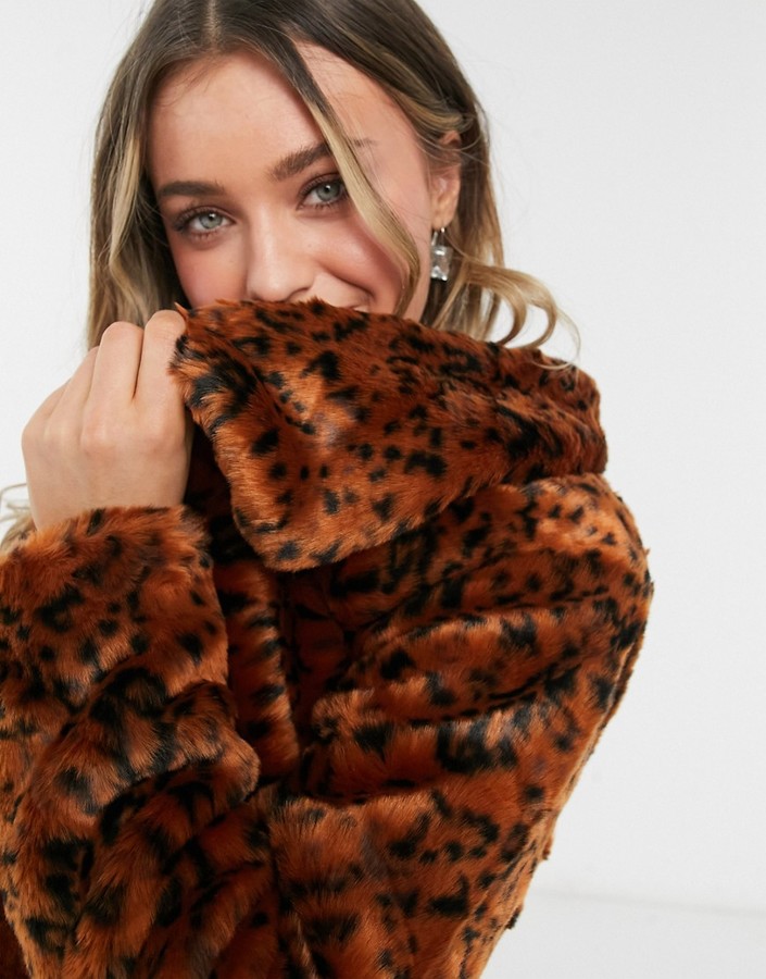 bb dakota leopard faux fur jacket