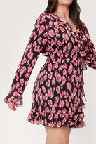 Thumbnail for your product : Nasty Gal Womens Plus Size Pink Animal Print Ruffle Wrap Dress