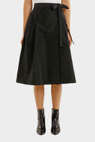 Thumbnail for your product : Jil Sander Navy Woven Wide Faille Skirt With Side Self Sash Belt
