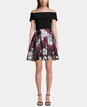 Betsy & Adam Off-The-Shoulder Fit & Flare Dress