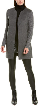 Forte Cashmere Cable-Sleeve Wool & Cashmere-Blend Coat