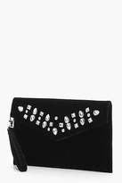 Thumbnail for your product : boohoo Womens Millie Jewel Embellished Clutch Bag in Black size One Size