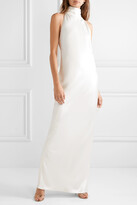 Thumbnail for your product : Brandon Maxwell Open-back Silk-charmeuse Halterneck Gown - Ivory