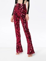 Thumbnail for your product : Halpern High Waisted Sequin Flared Trousers