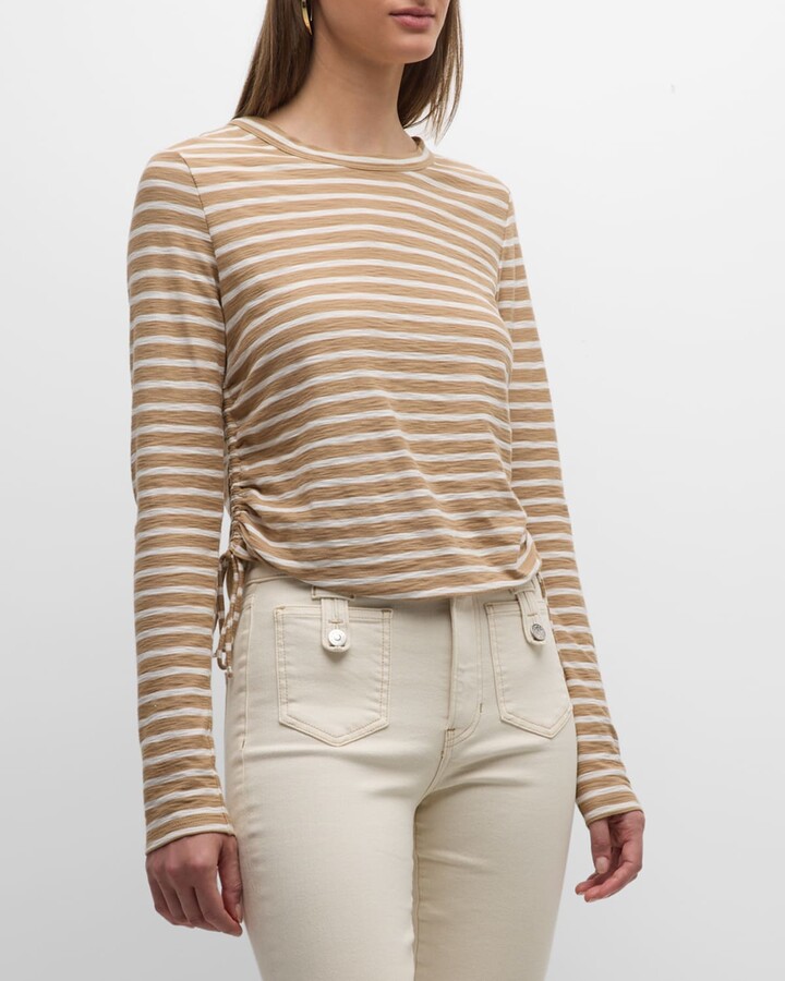 Urban Revivo long sleeve top with side ruched detailing in brown