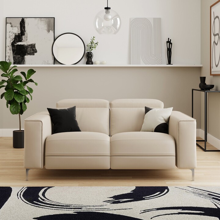 Dunelm Renzo Iva Faux Leather Electric Recliner 2 Seater Sofa Faux