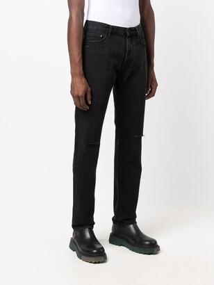 Off-White Distressed-Effect Slim-Cut Jeans