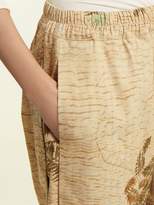 Thumbnail for your product : By Walid Hazy-jungle Print Cotton-canvas Wide-leg Trousers - Womens - Beige Print