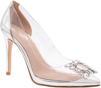 silver rhinestone pumps
