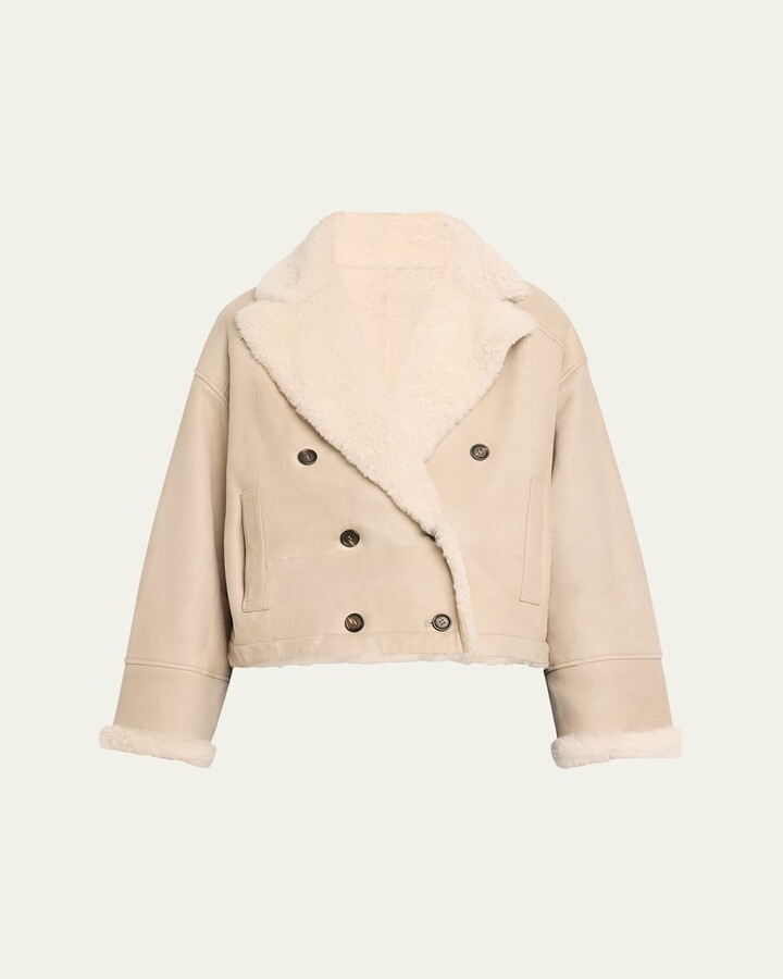 Brunello Cucinelli Reversible Suede To Shearling Short Jacket
