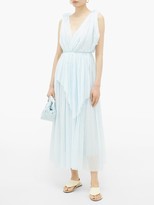 Thumbnail for your product : Vika Gazinskaya Crinkle-pleated Ruched Cotton-batiste Dress - Light Blue